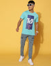 Twist Regular-Fit Blue Full Front Graphic Printed Tshirt