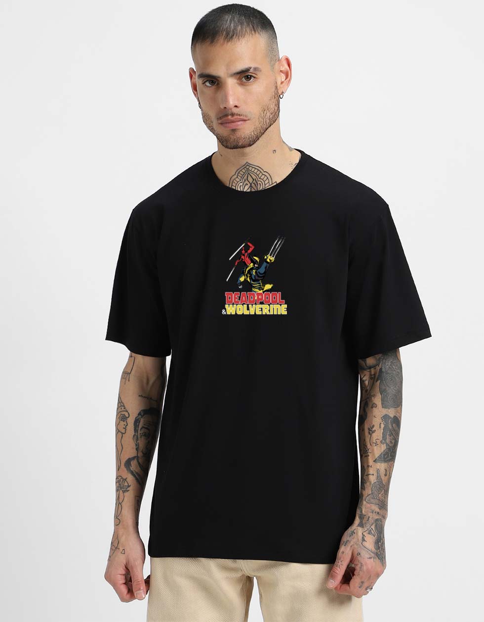 Get Ready for the Madness Marvel Black Oversized Deadpool T-Shirt