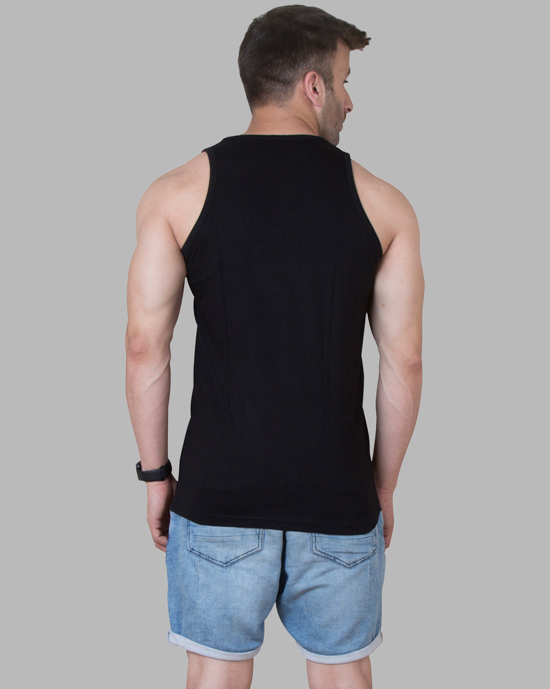 Black Sleeveless Vest with Motivational Print