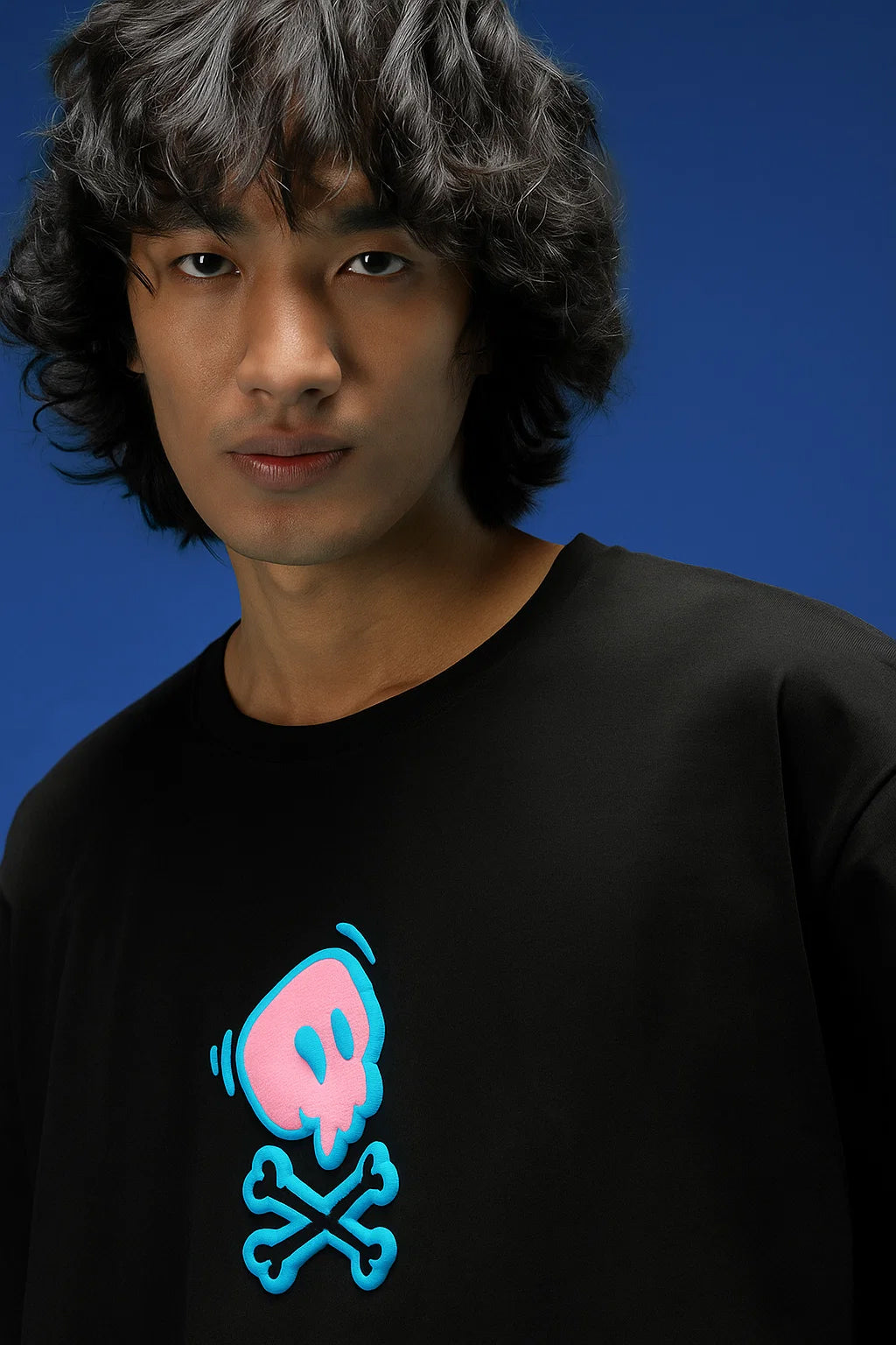 Wild Thing Black Oversized Puff Printed Exclusive T-shirt