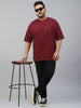 Maroon Solid Plus Size Oversized T-shirt