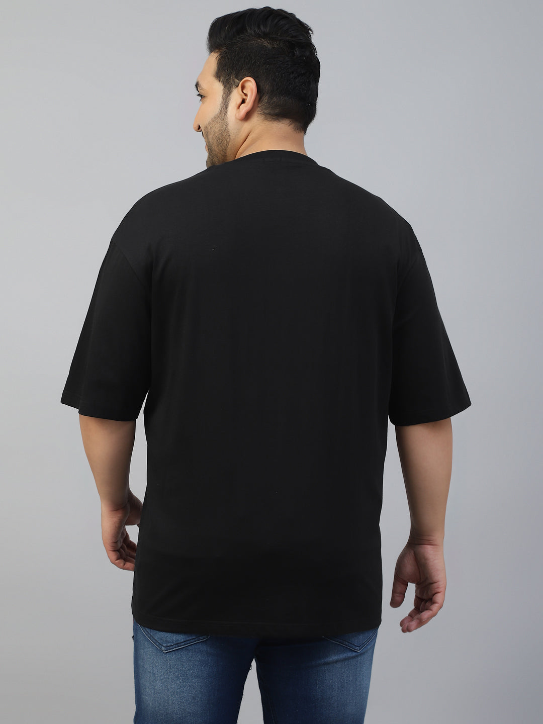 Black Solid Oversized Plus Size T-shirt