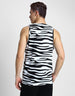 White & Black Zebra Printed Gym Vest