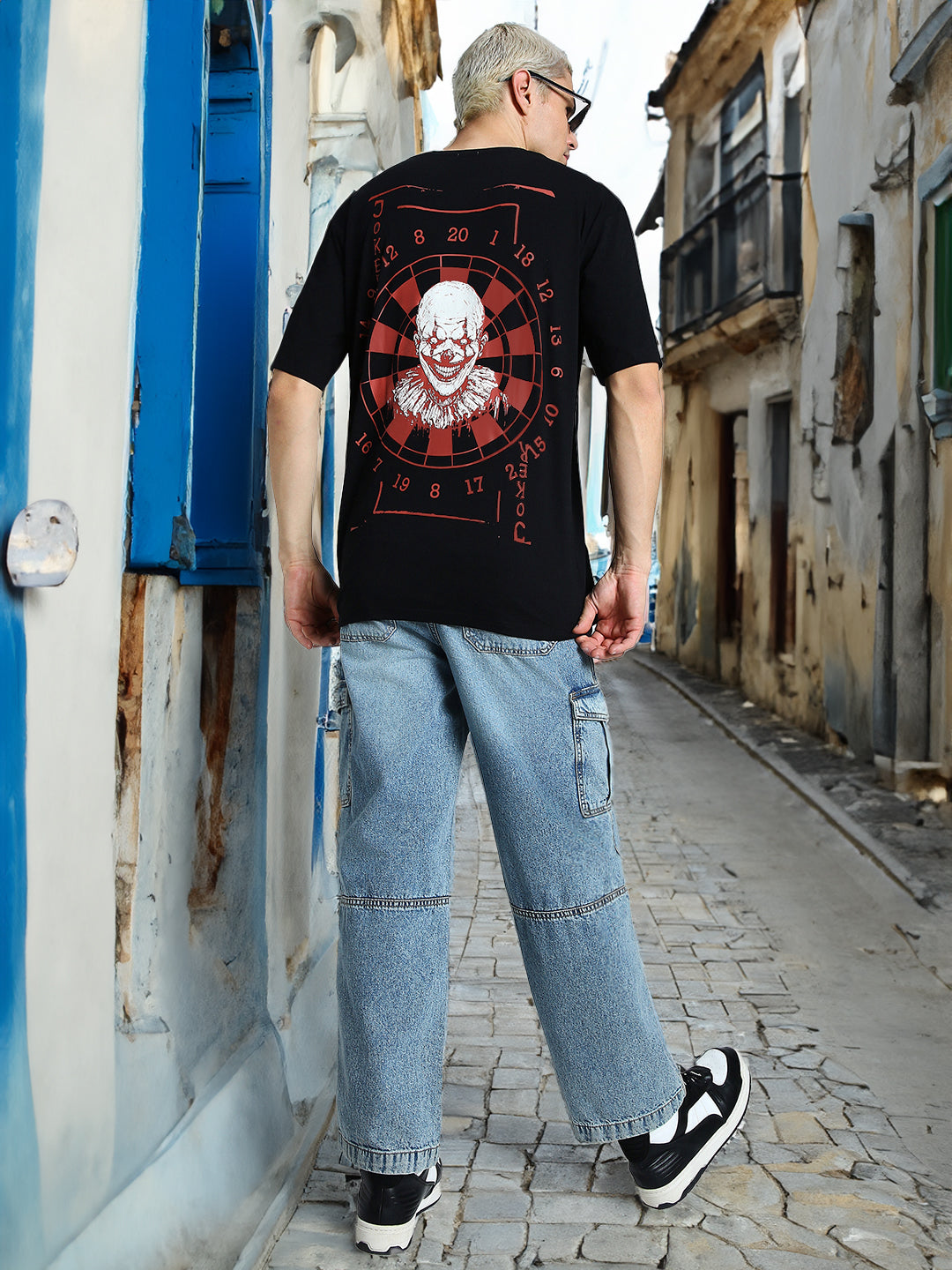 Joker Oversized Black Back Graphic Printed Tshirt