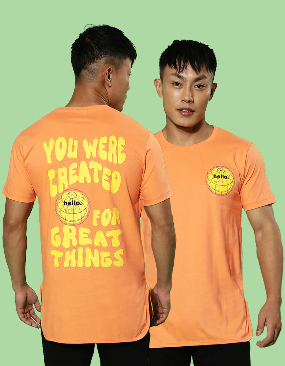 Created for Great Things Orange Regular Fit Back Typographic Printed Tshirt
