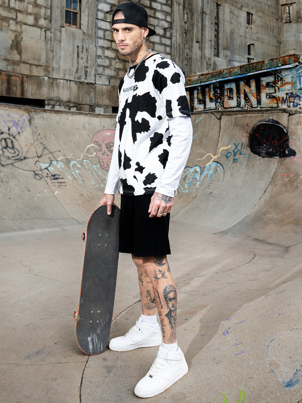 Cow Printed Oversized All Over Animal Printed Tshirt