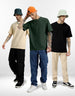 Pack of 3 Plain Oversized T-shirts: Black & Swanwhite & Olive