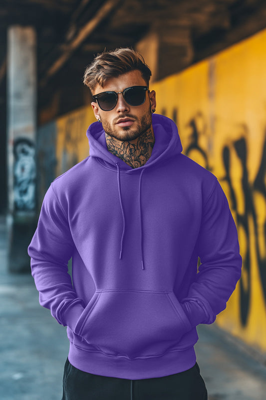 Purple Plain Regular Hoodie - Main Image