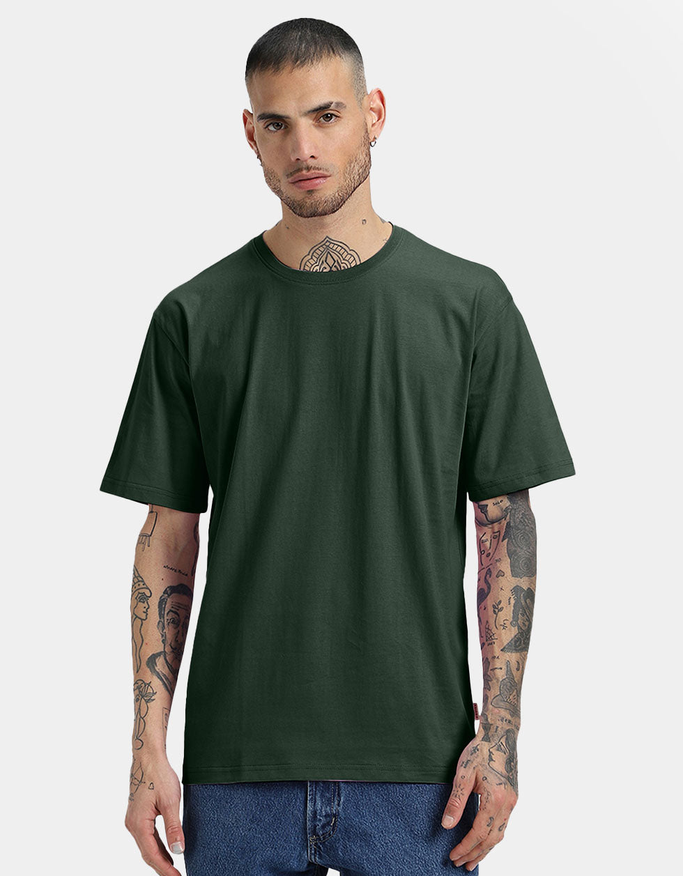 Olive Solid Oversized T-shirt