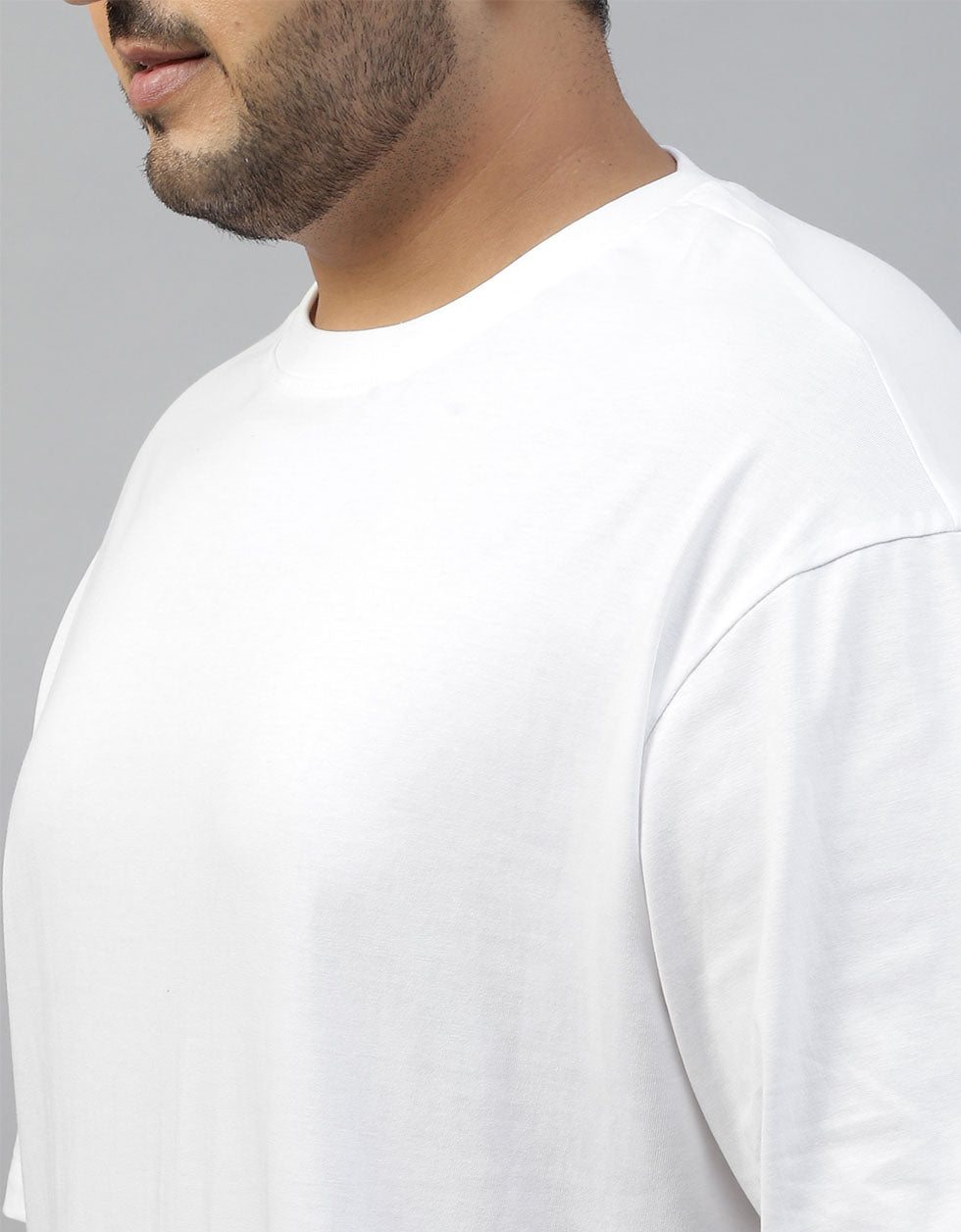 White Solid Oversized Plus Size T-shirt