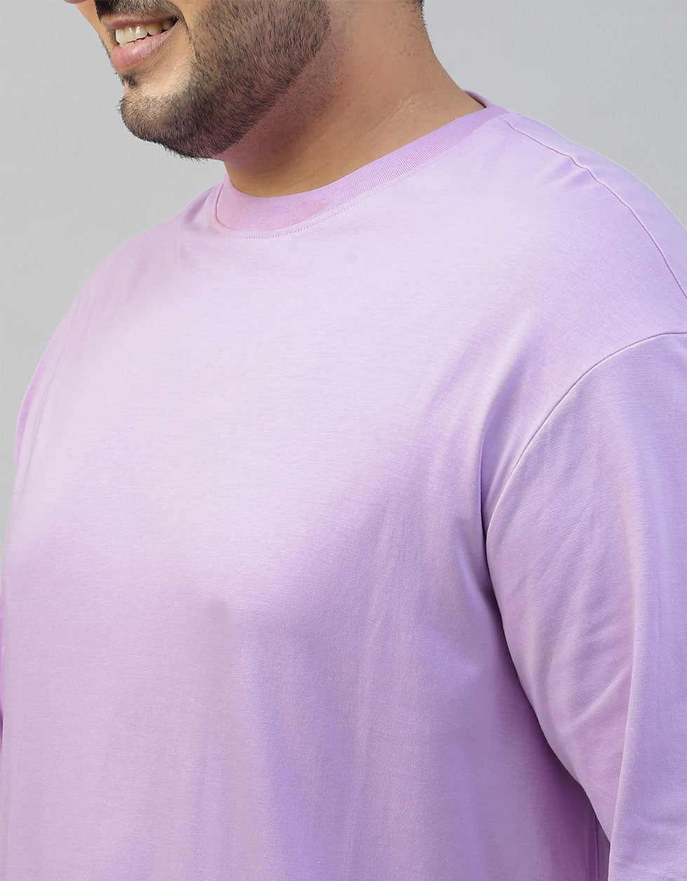 Lilac Solid Oversized Plus Size T-shirt