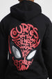 Spider Black Regular Fit Back Printed Hoodie