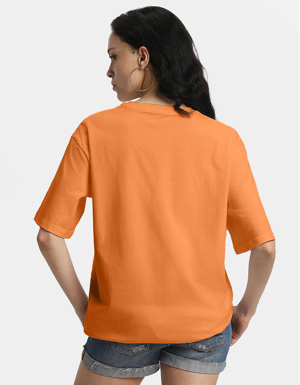 RHYTHMIC Women Orange Oversized Typographic Front Printed Tshirt