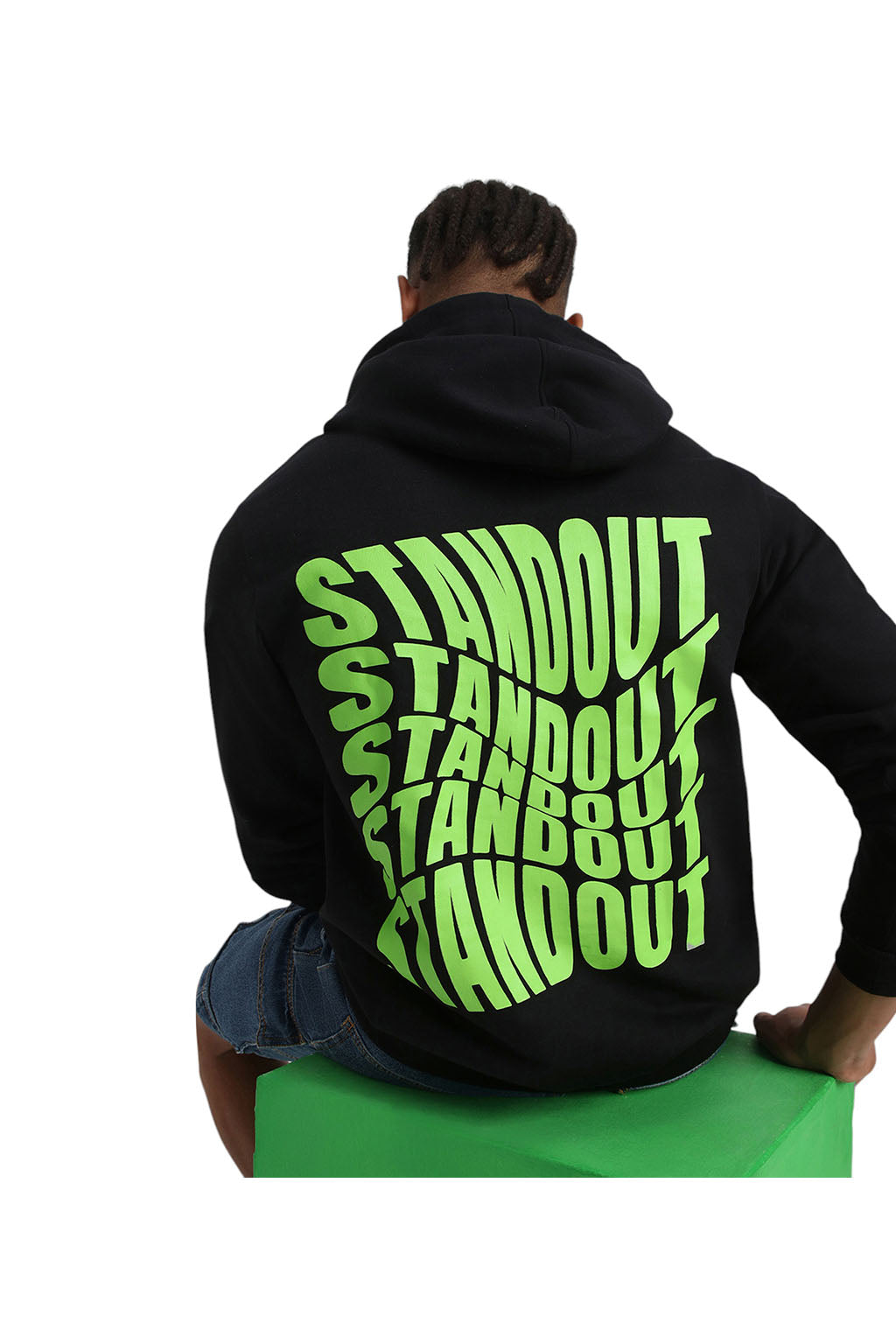 Standout Black Regular Fit Back Printed Hoodie