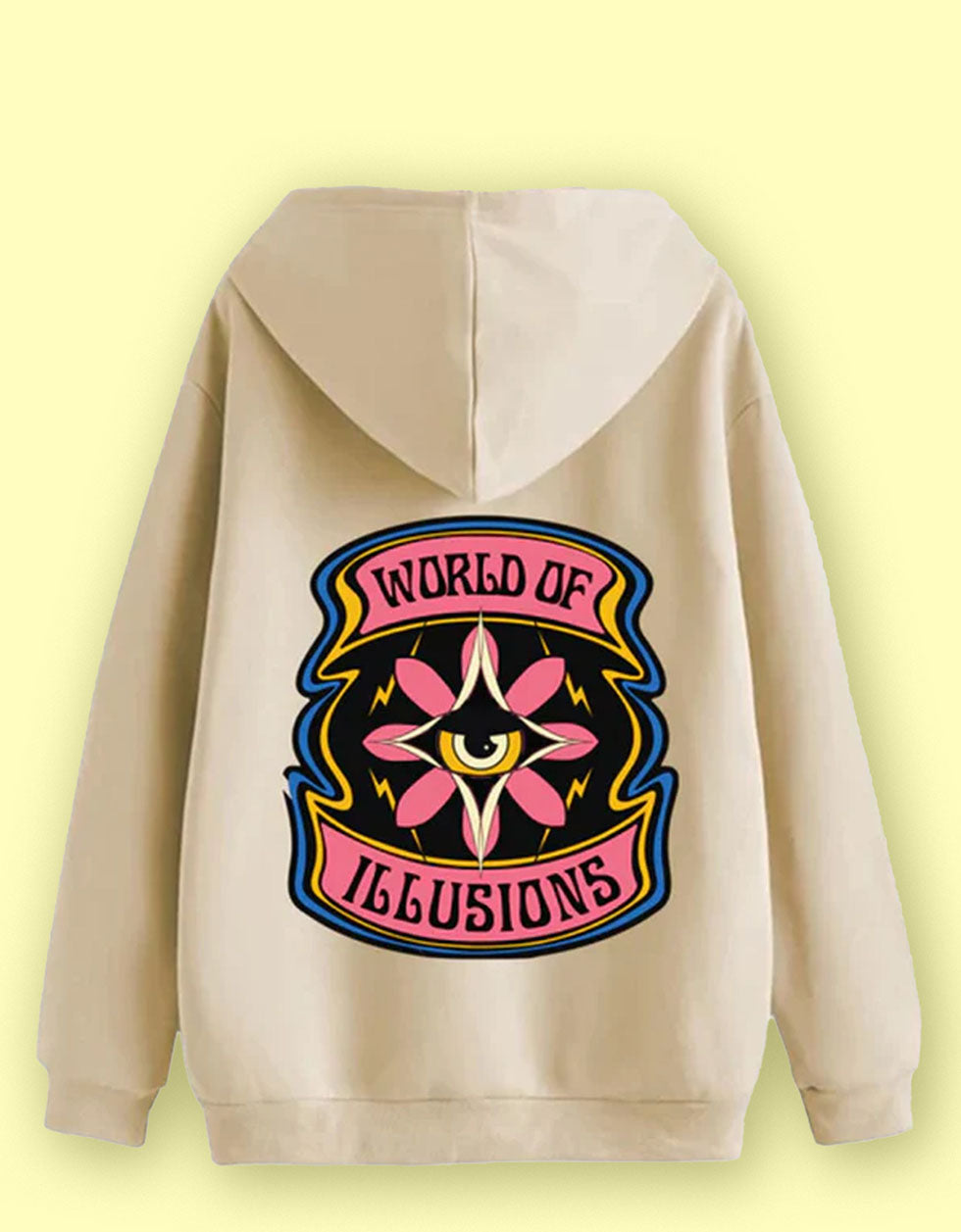 Beige Fantasy: Stylish Men's Illusions Hoodie" - Veirdo