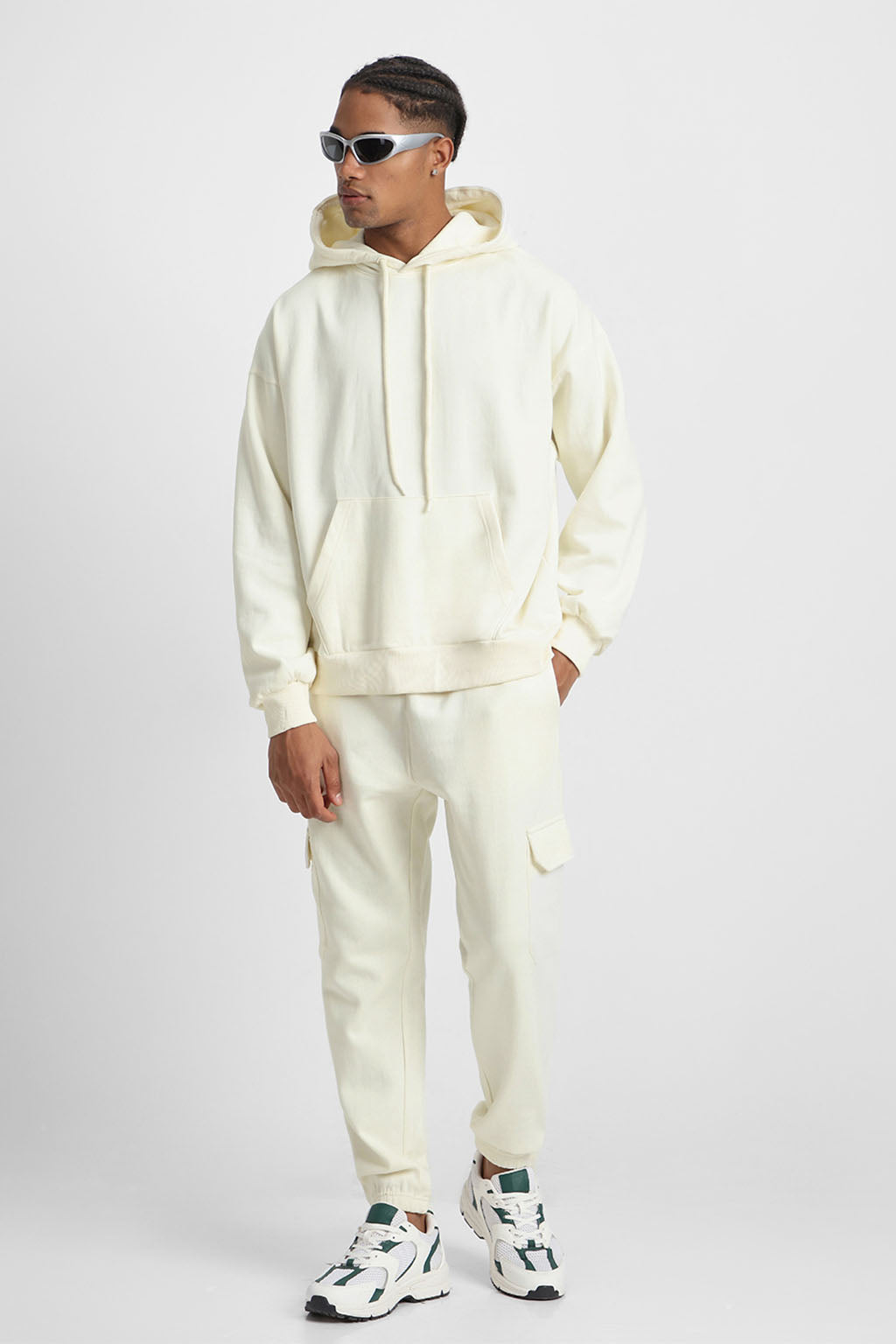 Marsh Mellow Plain Men's Winter Co-ord Set With Hoodie