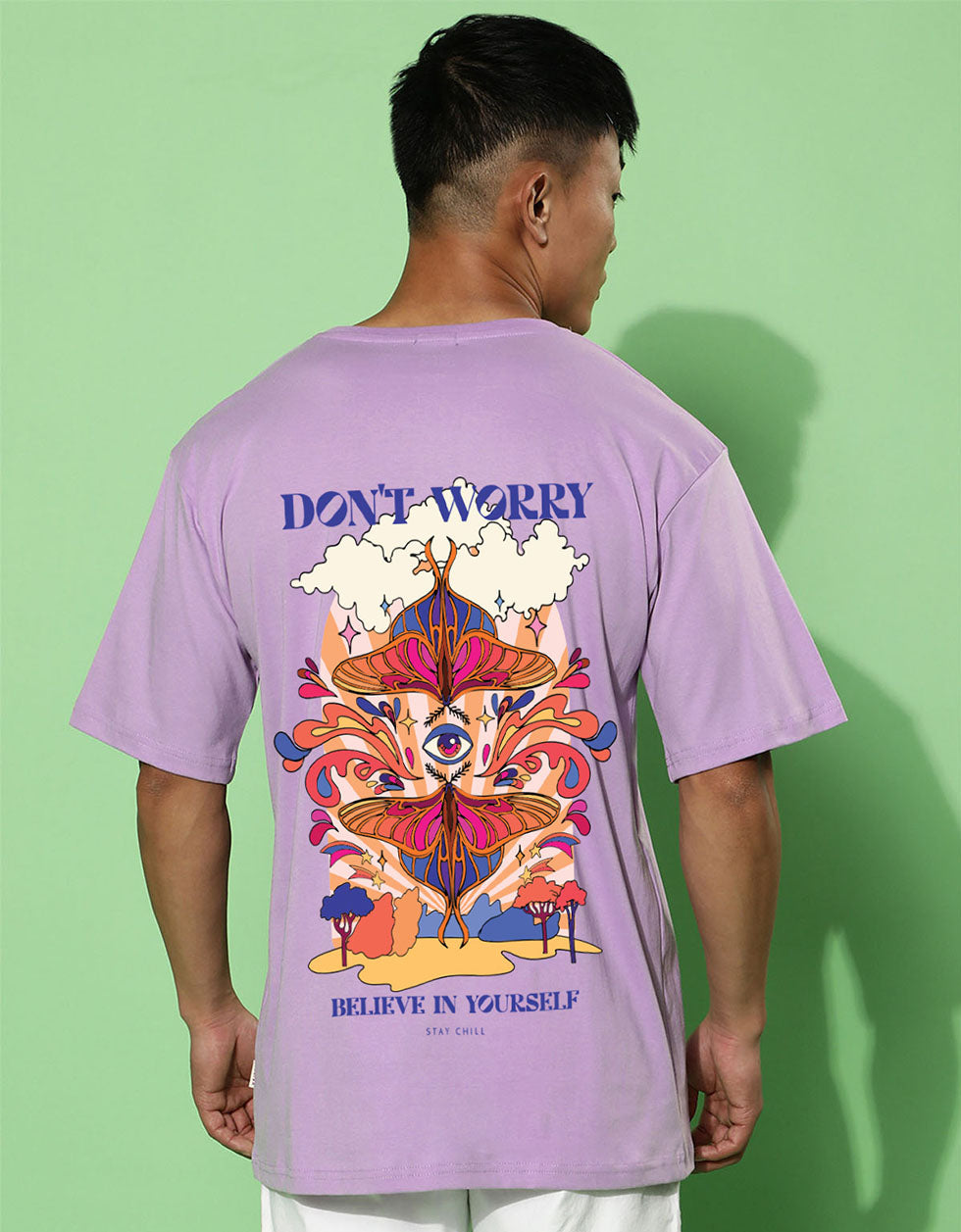 Believe Yourself Lilac Oversized Graphic Printed T-shirt