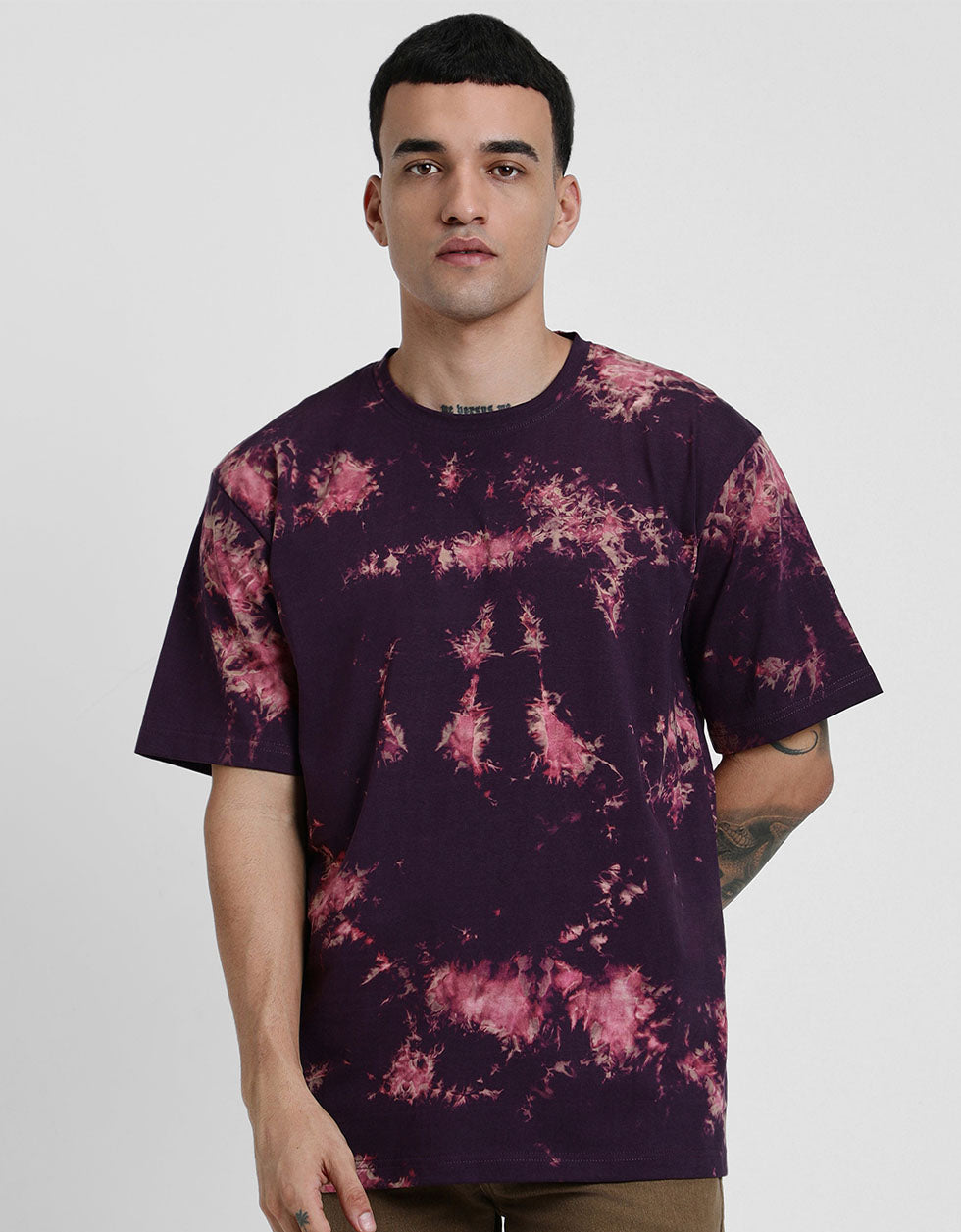 Smoke Navy Oversized Tie-Die Printed T-shirt