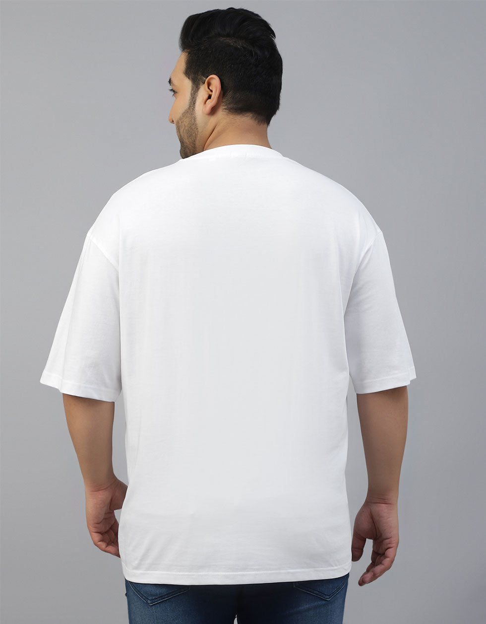 White Solid Oversized Plus Size T-shirt