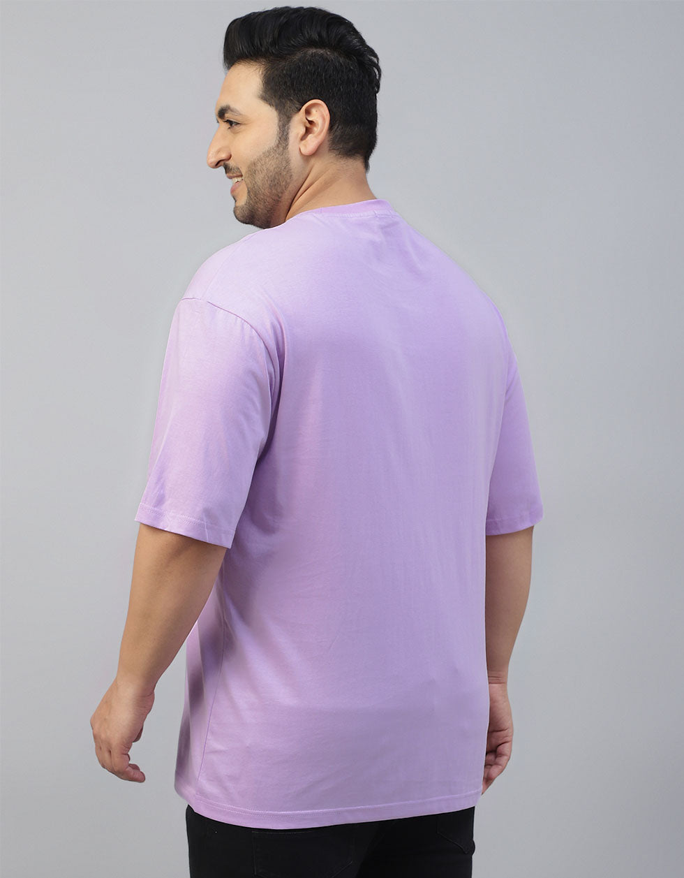 Lilac Solid Oversized Plus Size T-shirt