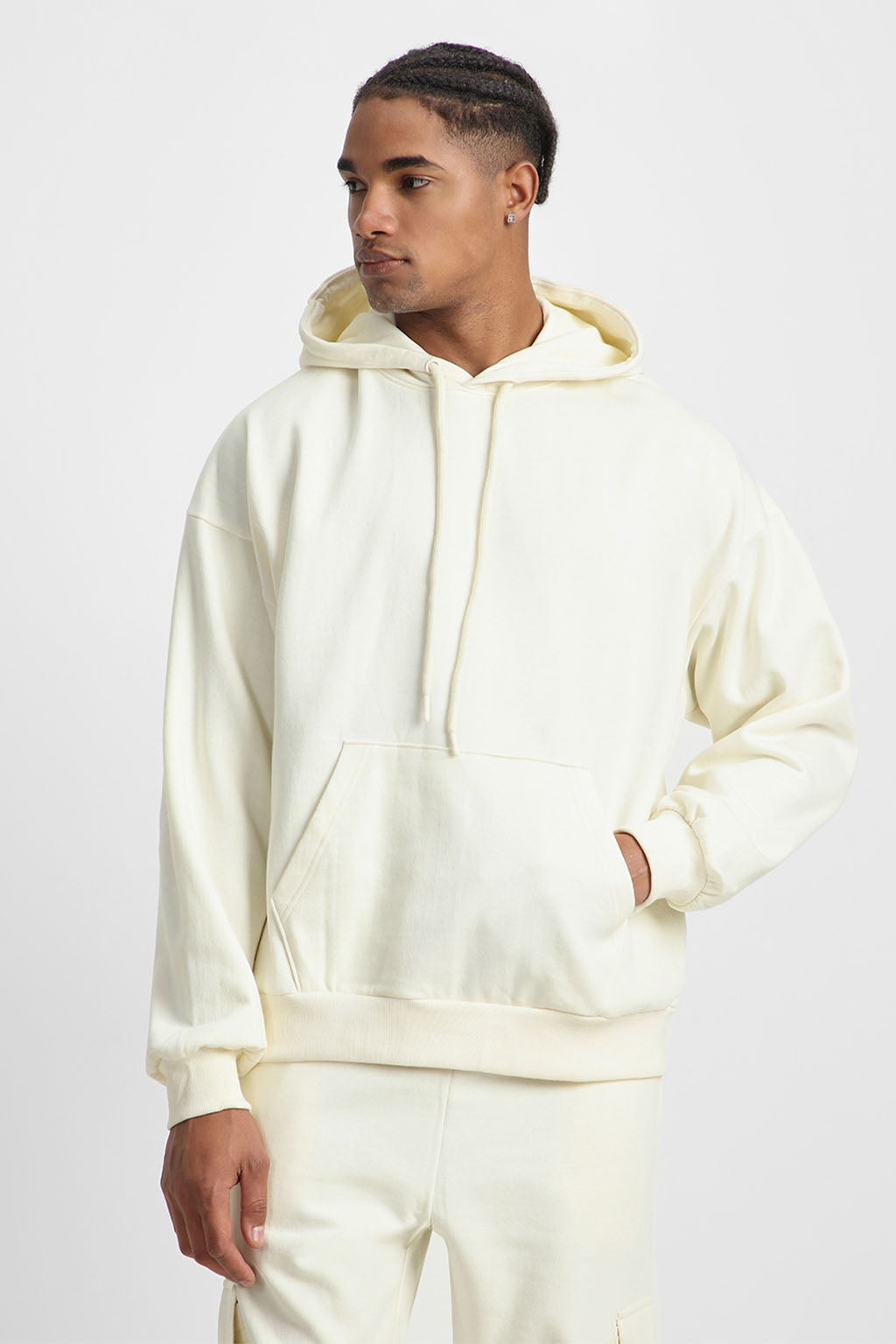 Marsh Mellow Plain Men's Winter Co-ord Set With Hoodie