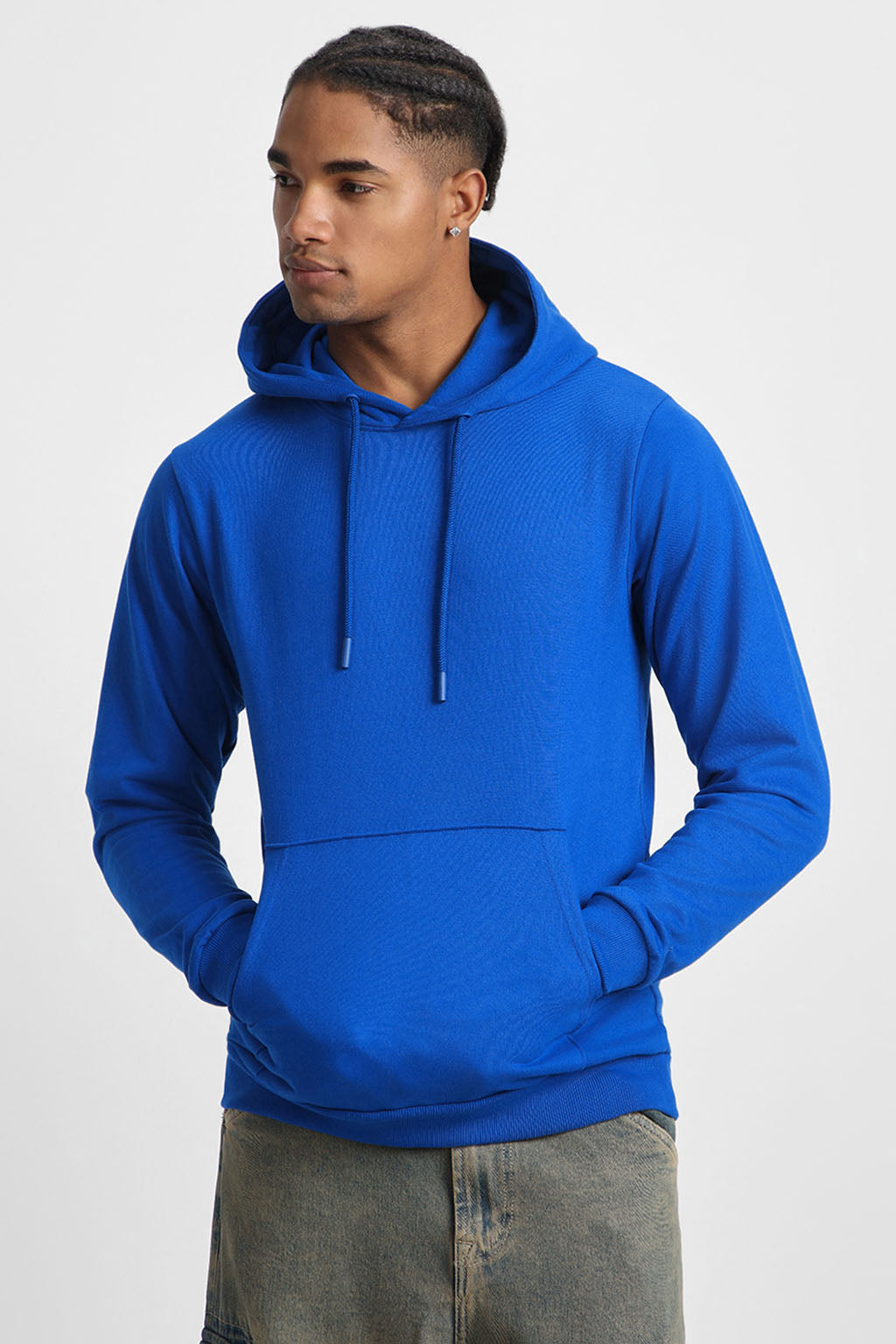 Travel Blue Regular Fit Back Printed Hoodie