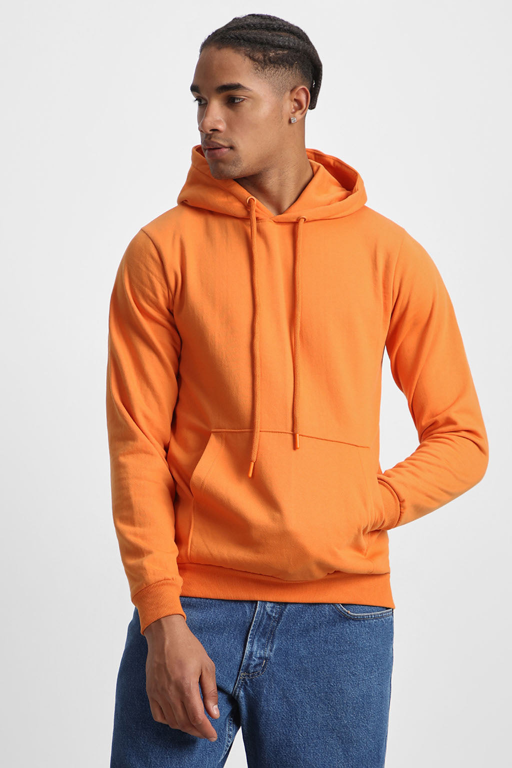 Rhythmic Orange Regular Fit Back Printed Hoodie