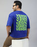 Veirdo Blue Oversized Back Graphic Plus Size Printed Tshirt