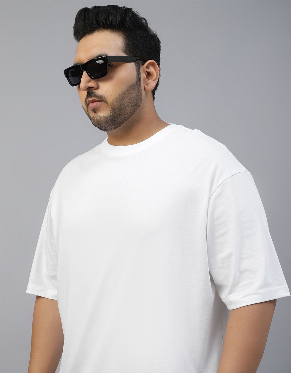 White Solid Oversized Plus Size T-shirt