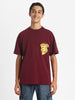 Pizza Maroon Oversized Graphic Pocket Printed Boys T-shirt