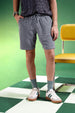 Dark Grey Lining Pattern Plain Corduroy Shorts