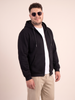Black Ribbed Cuff Regular Fit Zip-Up Plus Size Hoodie