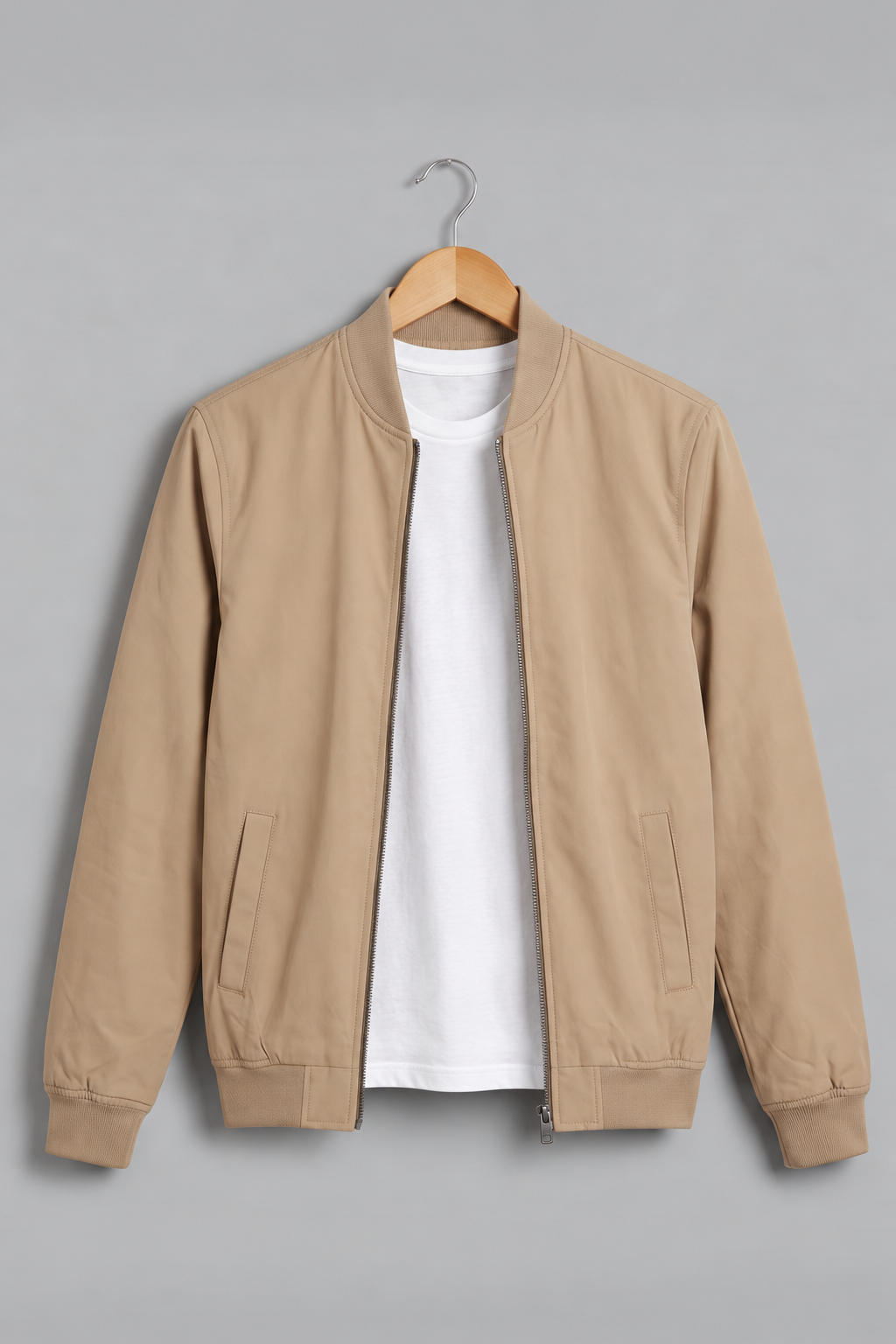 Urban Classic Cream Plain Regular Fit Exclusive Bomber Jacket