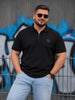 Black Interlock Plain Plus Size Zipper Polo T-shirt