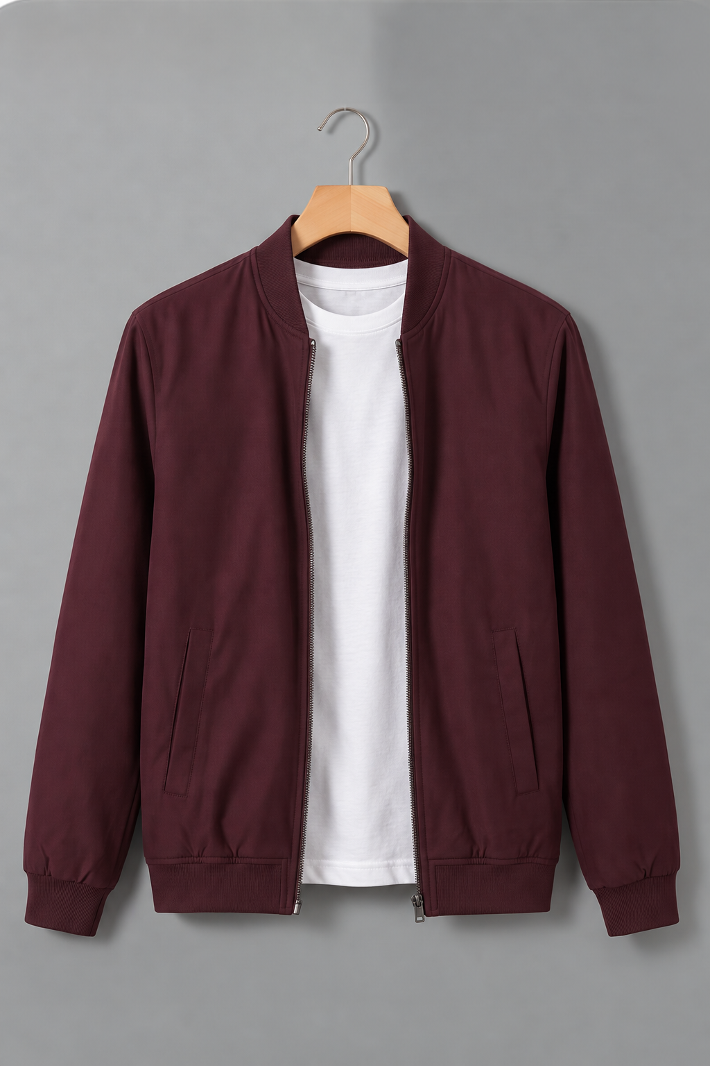 Urban Classic Wine Plain Regular Fit Bomber Jacket