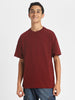 Maroon Solid Oversized Boys T-shirt