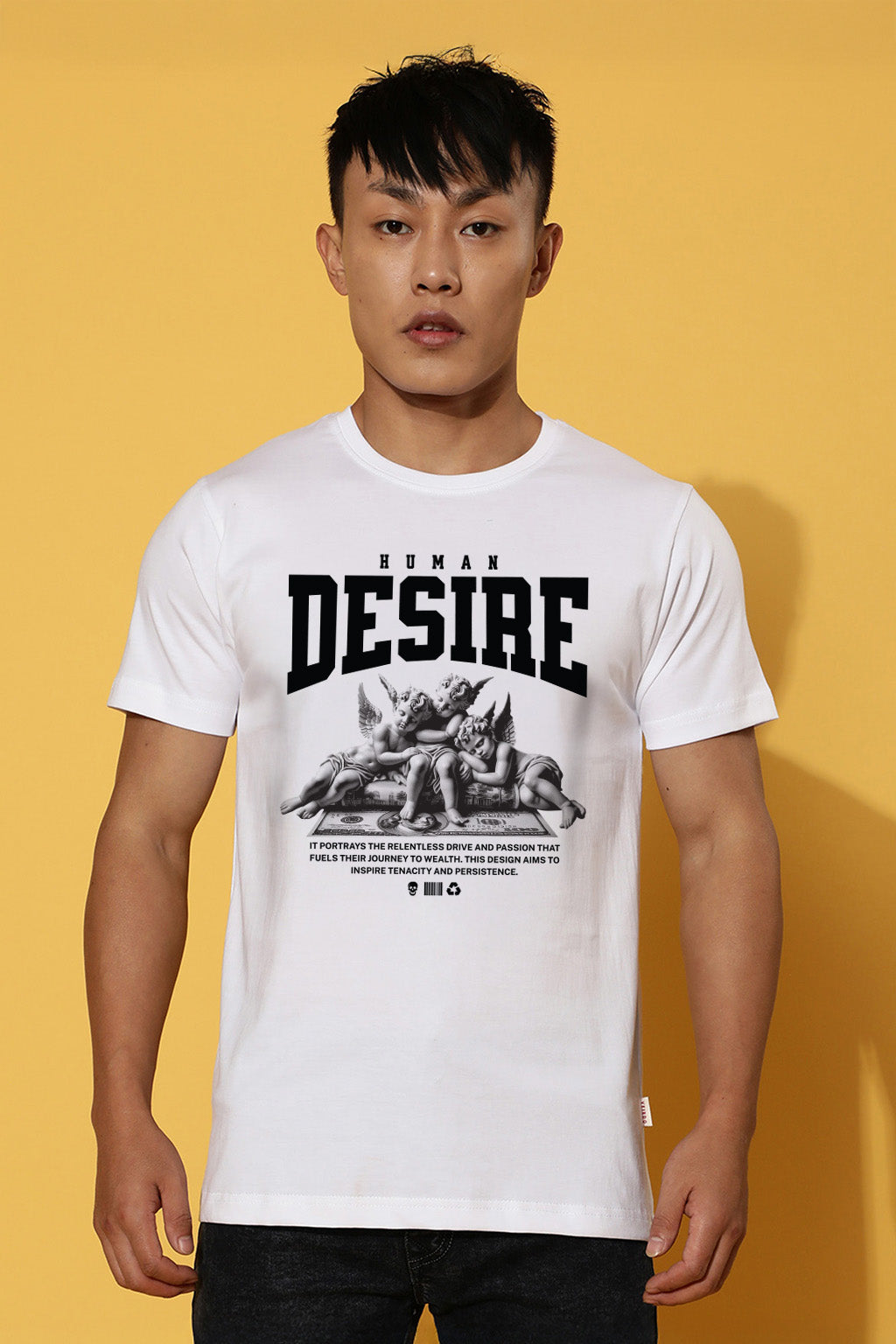 Desire White Regular Fit Printed T-shirt