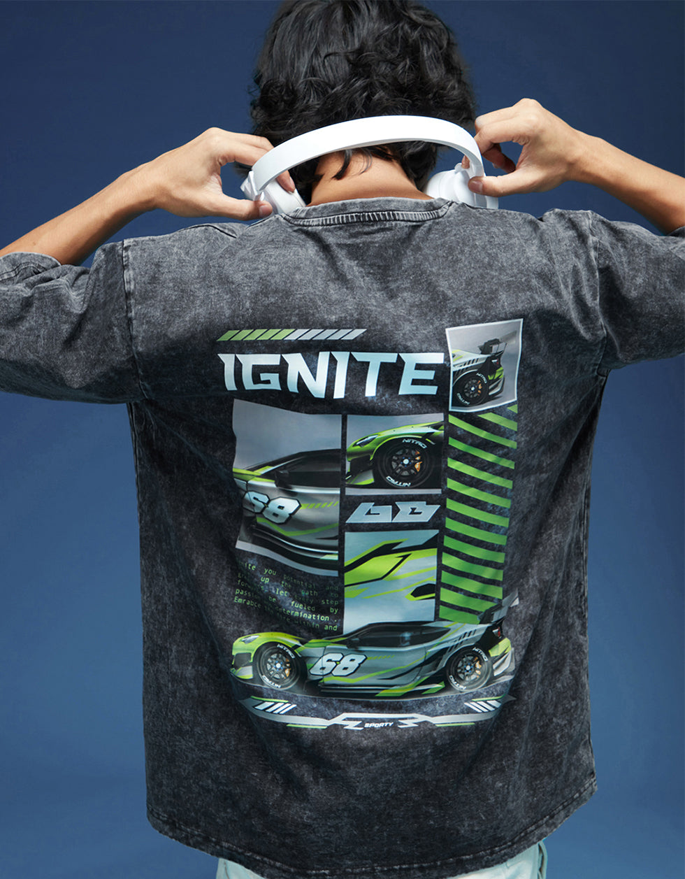 IGNITE Oversized Acid Washed Graphic Back Printed Exclusive T-shirt