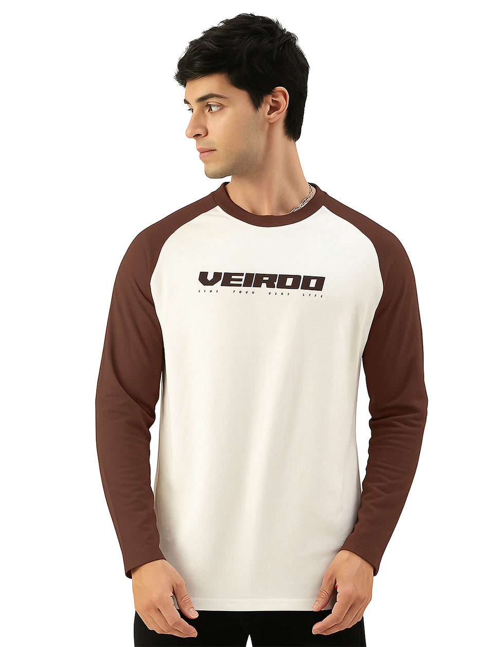 Veirdo Browm & Swanwhite Raglan Full Sleeve Printed T-shirt