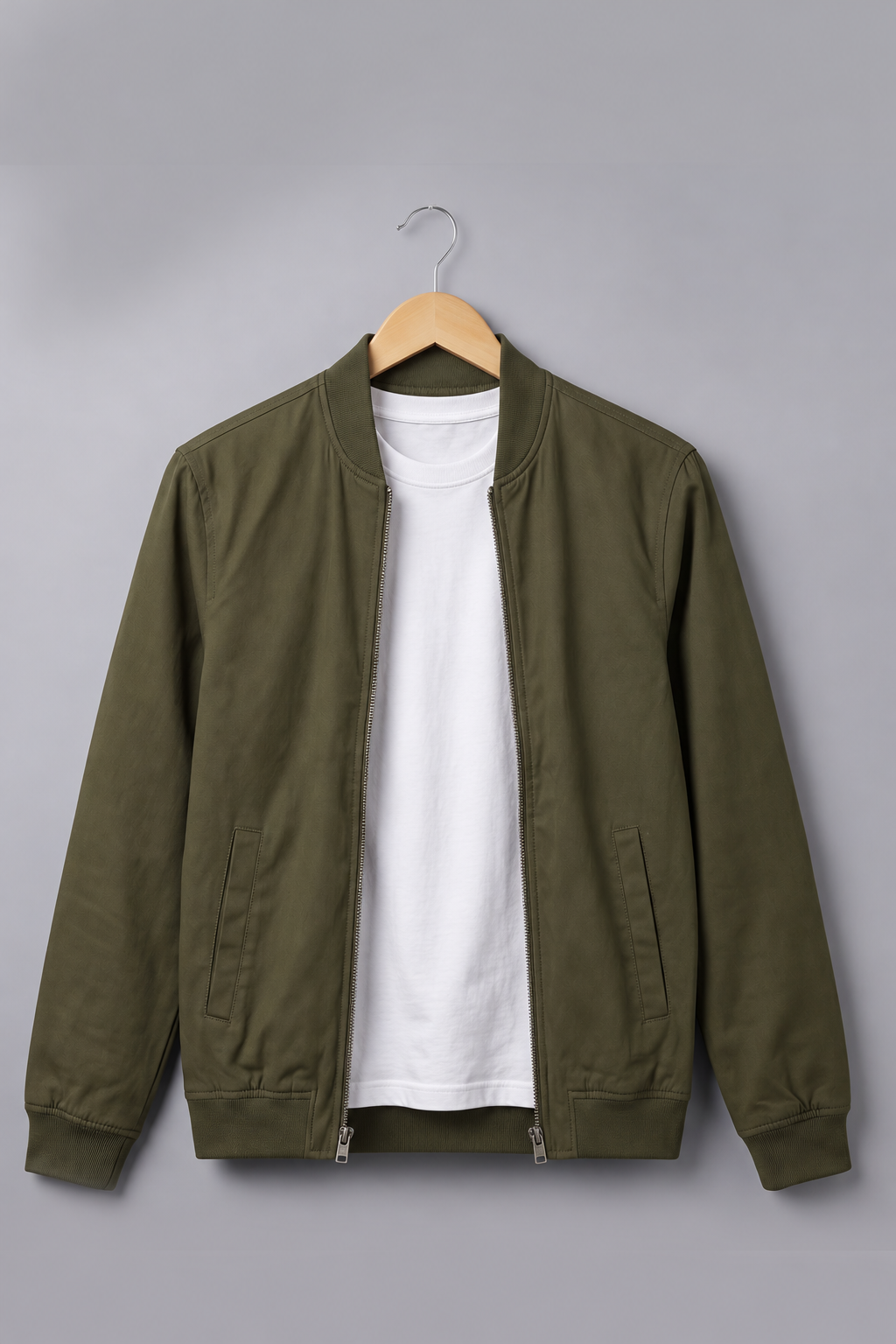 Urban Classic Olive Plain Regular Fit Exclusive Bomber Jacket