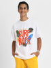 Surf Rider White Oversized Graphic Front Printed Boys T-shirt