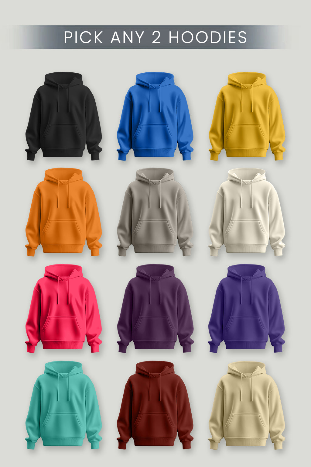 Pick any 2 | Plain Hoodies Combo