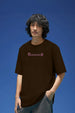 Curiosity Brown Oversized Puff Printed Exclusive T-shirt