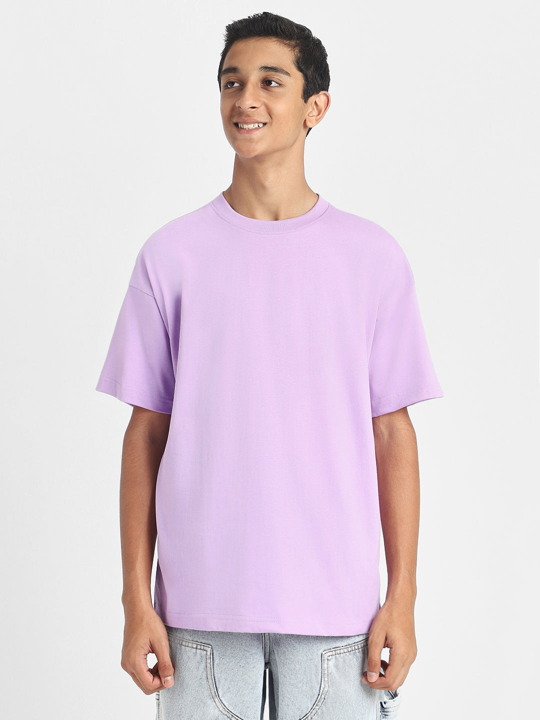 Lilac Solid Oversized Boys T-shirt