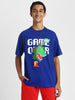 Game Over Royal Blue Oversized Graphic Front Printed Boys T-shirt