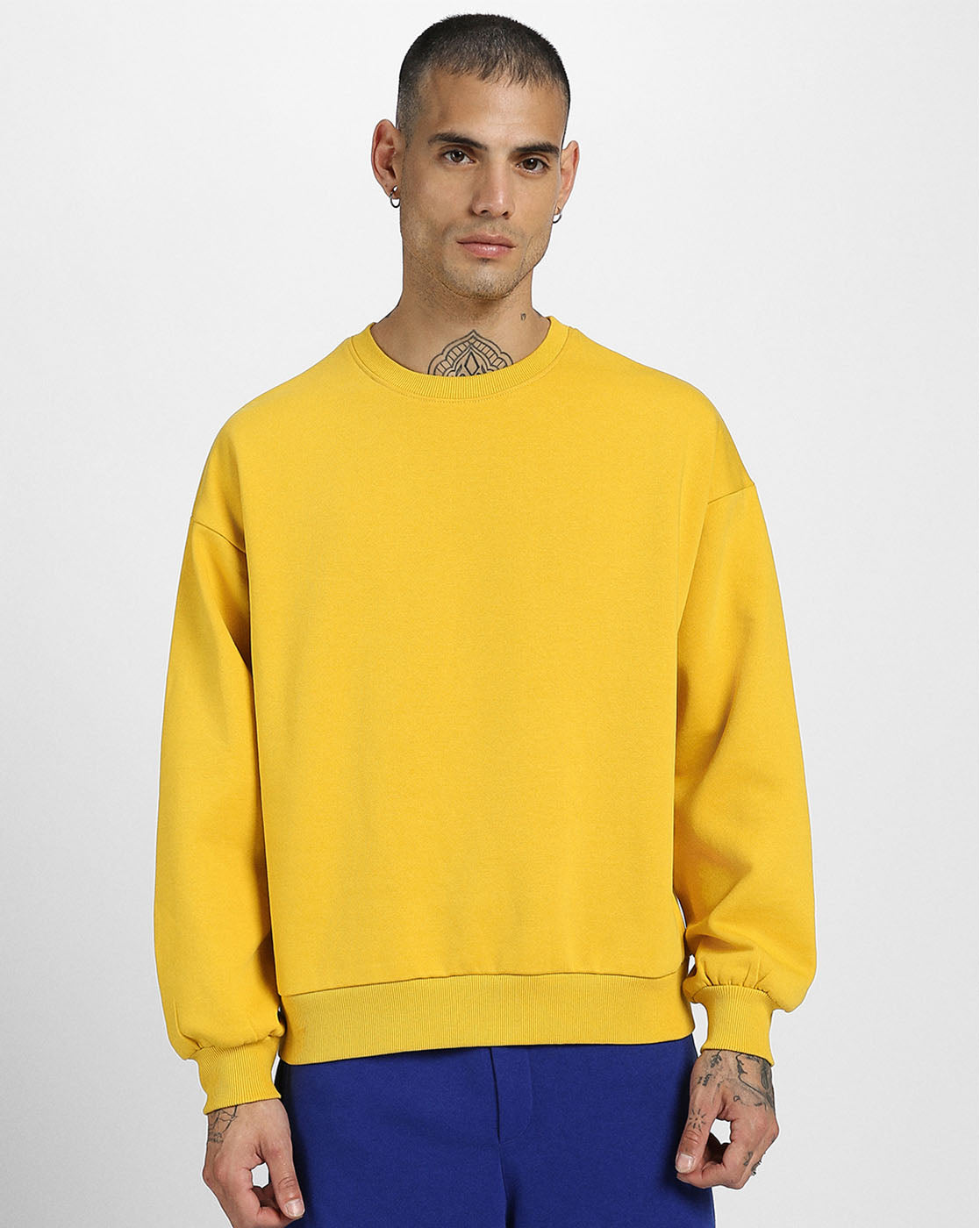 Mustard Solid Oversized Sweatshirt