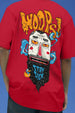 Stay Sick Red Oversized Puff Printed Exclusive T-shirt