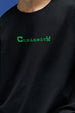 Curiosity Black Oversized Puff Printed Exclusive T-shirt
