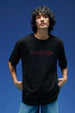 Strenght Black Oversized Puff Printed Exclusive T-shirt