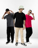 Pack of 3 Plain Oversized T-shirts: Black & Anthra & Vivamagenta